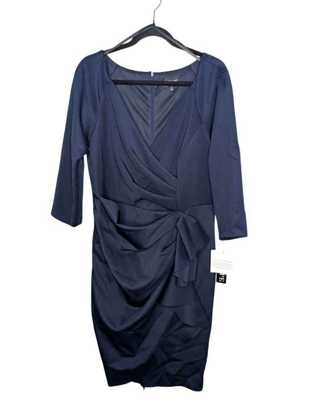 Xscape Plus Womens Navy Blue Ruffled Knee Length Sheath Dress 16W